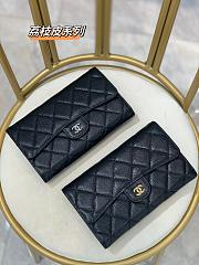 Bagsaaa Chanel Flap 3 Fold Wallet Black Caviar - 18.5/10/2.5cm - 1