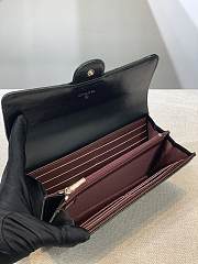 	 Bagsaaa Chanel Flap 3 Fold Wallet Black Lambskin Silver Logo - 19.5×10×3cm - 5