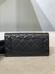 	 Bagsaaa Chanel Flap 3 Fold Wallet Black Lambskin Silver Logo - 19.5×10×3cm - 2