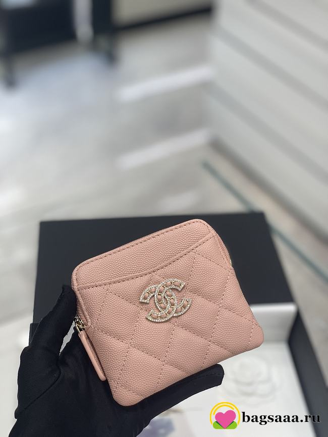 Bagsaaa Chanel Coin Purse Pink Quilted Logo - 11x9.5x1.5cm - 1