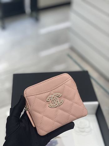 Bagsaaa Chanel Coin Purse Pink Quilted Logo - 11x9.5x1.5cm