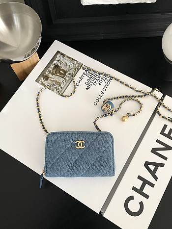 Bagsaaa Chanel Chain Wallet Denim - 12×7×2cm
