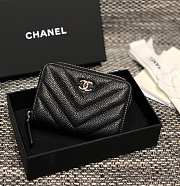 Bagsaaa Chanel Chevron Coin Purse Caviar Leather Silver - 7.5×2×11.cm - 1