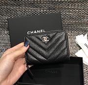 Bagsaaa Chanel Chevron Coin Purse Caviar Leather Silver - 7.5×2×11.cm - 5