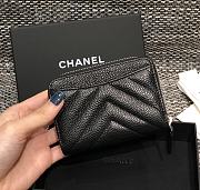 Bagsaaa Chanel Chevron Coin Purse Caviar Leather Silver - 7.5×2×11.cm - 3