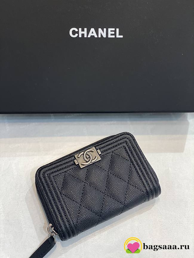 Bagsaaa Chanel Leboy Coin Purse Caviar Black Silver Hardware - 1