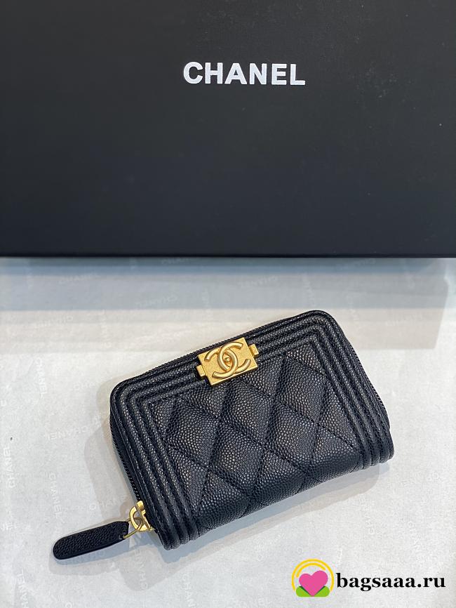 	 Bagsaaa Chanel Leboy Coin Purse Caviar Black Gold Hardware - 1