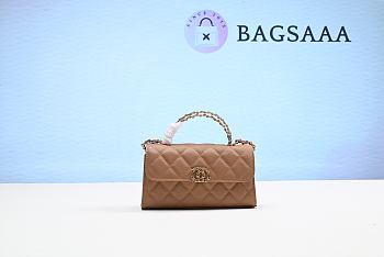 Bagsaaa Chanel Top Handle Brown Bag - 18x10x4.5cm