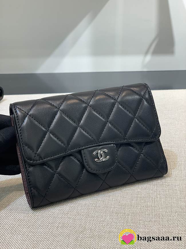 Bagsaaa Chanel Wallet Black Lambskin Silver Hardware - 18 x 11 cm - 1