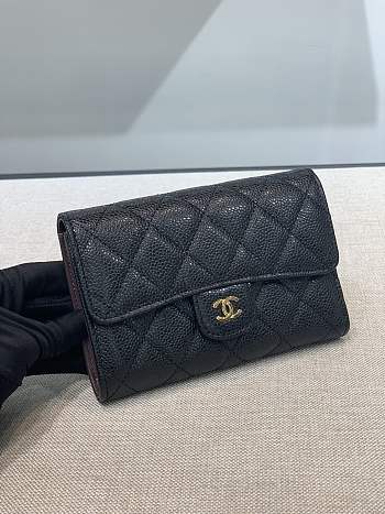 	 Bagsaaa Chanel Wallet Black Caviar Gold Hardware - 18 x 11 cm