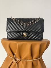 	 Bagsaaa Chanel Chevron Timless Flap Bag Lambskin Leather Black - 25cm - 1