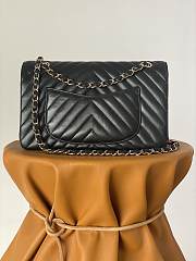 	 Bagsaaa Chanel Chevron Timless Flap Bag Lambskin Leather Black - 25cm - 4