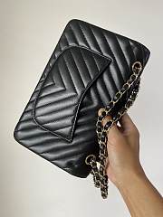 	 Bagsaaa Chanel Chevron Timless Flap Bag Lambskin Leather Black - 25cm - 3
