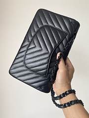 	 Bagsaaa Chanel Chevron Flap Bag Lambskin Leather All Black - 25cm - 4