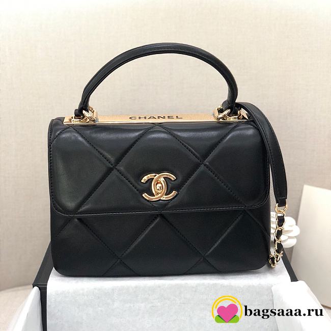 Bagsaaa Chanel Trendy CC Large Quilting Black Leather Gold Hardware 25cm - 1