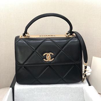 Bagsaaa Chanel Trendy CC Large Quilting Black Leather Gold Hardware 25cm