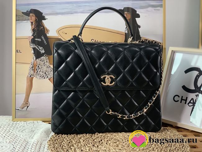 Chanel Black Large Trendy CC Lambskin Leather Flap Bag - 1