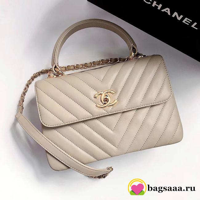 	 Bagsaaa Chanel Trendy CC Chevron Grey Leather - 1