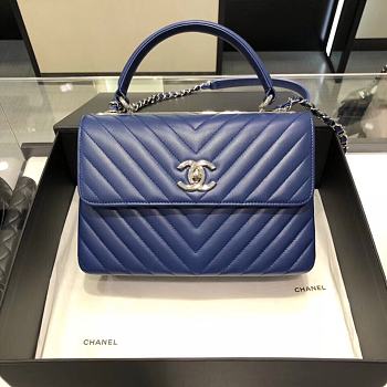 	 Bagsaaa Chanel Trendy CC Chevron Blue Silver Hardware