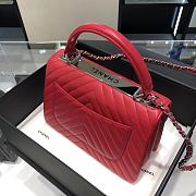 	 Bagsaaa Chanel Trendy CC Chevron Red Leather Silver Hardware - 5