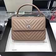 	 Bagsaaa Chanel Trendy CC Chevron Taupe Leather Silver Hardware - 1
