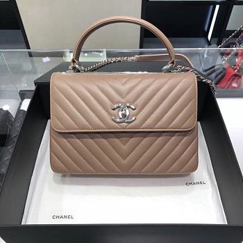 	 Bagsaaa Chanel Trendy CC Chevron Taupe Leather Silver Hardware