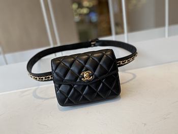 Bagsaaa Chanel Vintage Waist Bag Black Lambskin - 18*11*5cm