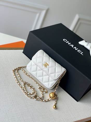 Bagsaaa Chanel Mini Belt Bag White Lambskin - 12x3x9cm