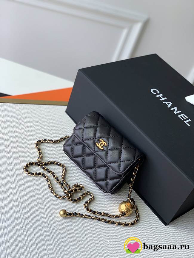 	 Bagsaaa Chanel Mini Belt Bag Black Lambskin - 12x3x9cm - 1