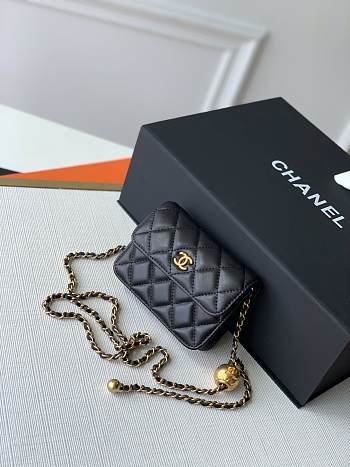 	 Bagsaaa Chanel Mini Belt Bag Black Lambskin - 12x3x9cm