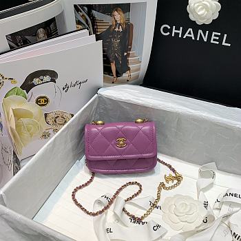 Bagsaaa Chanel Belt Bag Purple Lambskin - 13.5x9x4cm