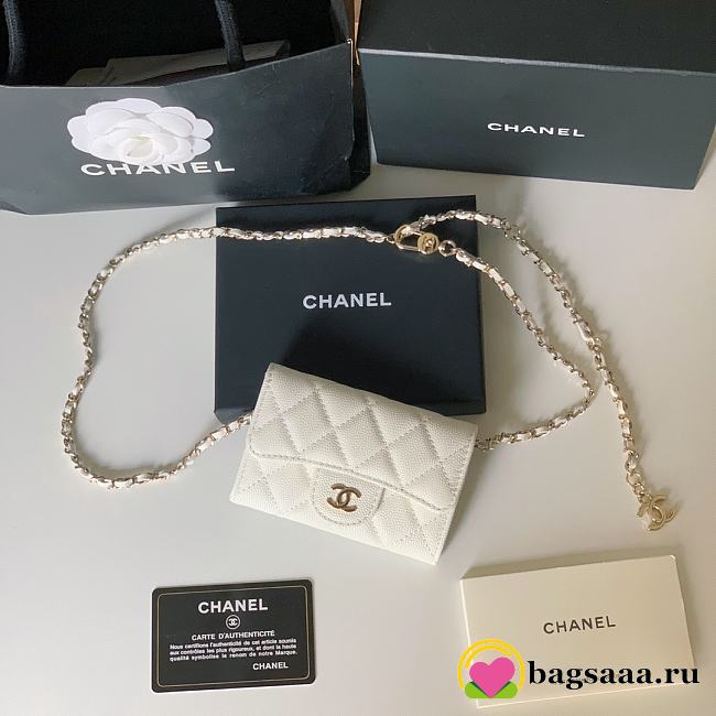 Bagsaaa Chanel Flap Belt Bag White Caviar - 11 ×2 ×7.5cm - 1