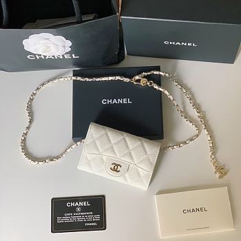 Bagsaaa Chanel Flap Belt Bag White Caviar - 11 ×2 ×7.5cm
