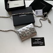 	 Bagsaaa Chanel Flap Belt Bag Silver - 11 ×2 ×7.5cm - 1