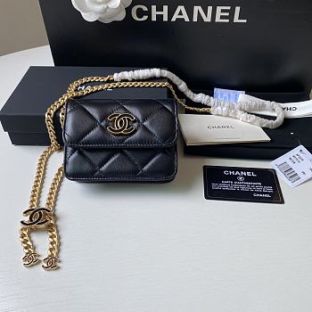 Bagsaaa Chanel Belt Bag Black CC Logo 12.5x9cm
