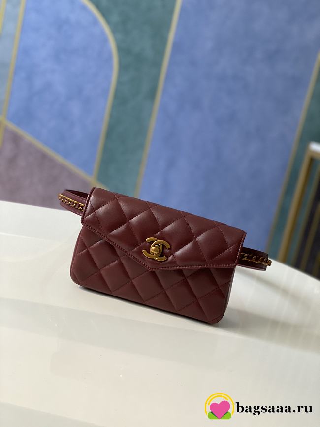 	 Bagsaa Chanel Belt bag Burgundy 18*3.5*12cm - 1