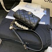 Bagsaaa Chanel Classic Belt Bag With Pearl Chain Black - 18cm - 6