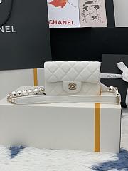 	 Bagsaaa Chanel Classic Belt Bag With Pearl Chain White - 18cm - 1