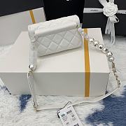 	 Bagsaaa Chanel Classic Belt Bag With Pearl Chain White - 18cm - 6