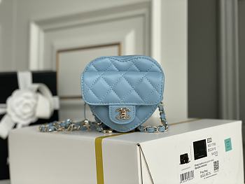 Bagsaaa Chanel Heart Belt Bag Blue - 11x8.5x5.5cm