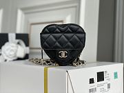	 Bagsaaa Chanel Heart Belt Bag Black - 11x8.5x5.5cm - 1
