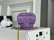 	 Bagsaaa Chanel Heart Belt Bag Purple - 11x8.5x5.5cm - 1