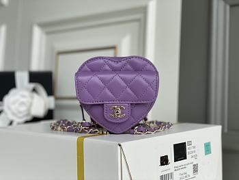 	 Bagsaaa Chanel Heart Belt Bag Purple - 11x8.5x5.5cm