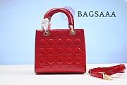 Dior Lady Handbag in Red With Gold Hardware 24CM - 2