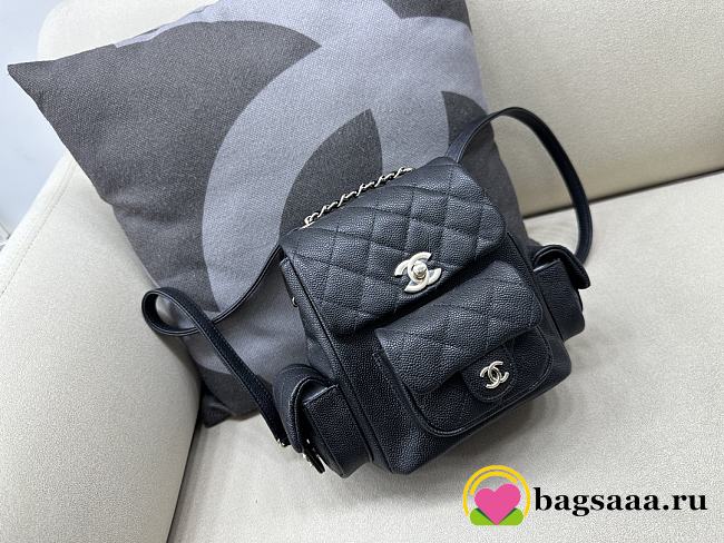 Bagsaaa Chanel Duma Cargo Backpack Black Caviar Leather  - 21.5x19.5x12cm - 1