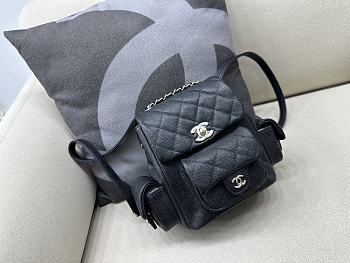 Bagsaaa Chanel Duma Cargo Backpack Black Caviar Leather  - 21.5x19.5x12cm