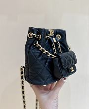 Bagsaaa Chanel Backpack Bucket Lambskin Black Leather - 16.5*17*12cm - 5