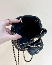 Bagsaaa Chanel Backpack Bucket Lambskin Black Leather - 16.5*17*12cm - 4