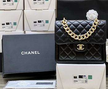 Bagsaaa Chanel Backpack Black Leather - 25*22*6cm