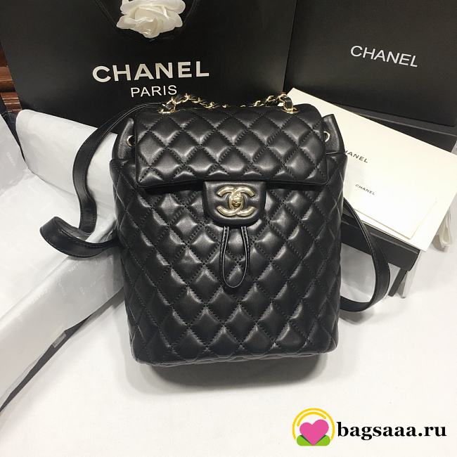 Bagsaaa Chanel Urban Spirit Black Lambskin Leather Gold Hardware - 25X20X10CM - 1